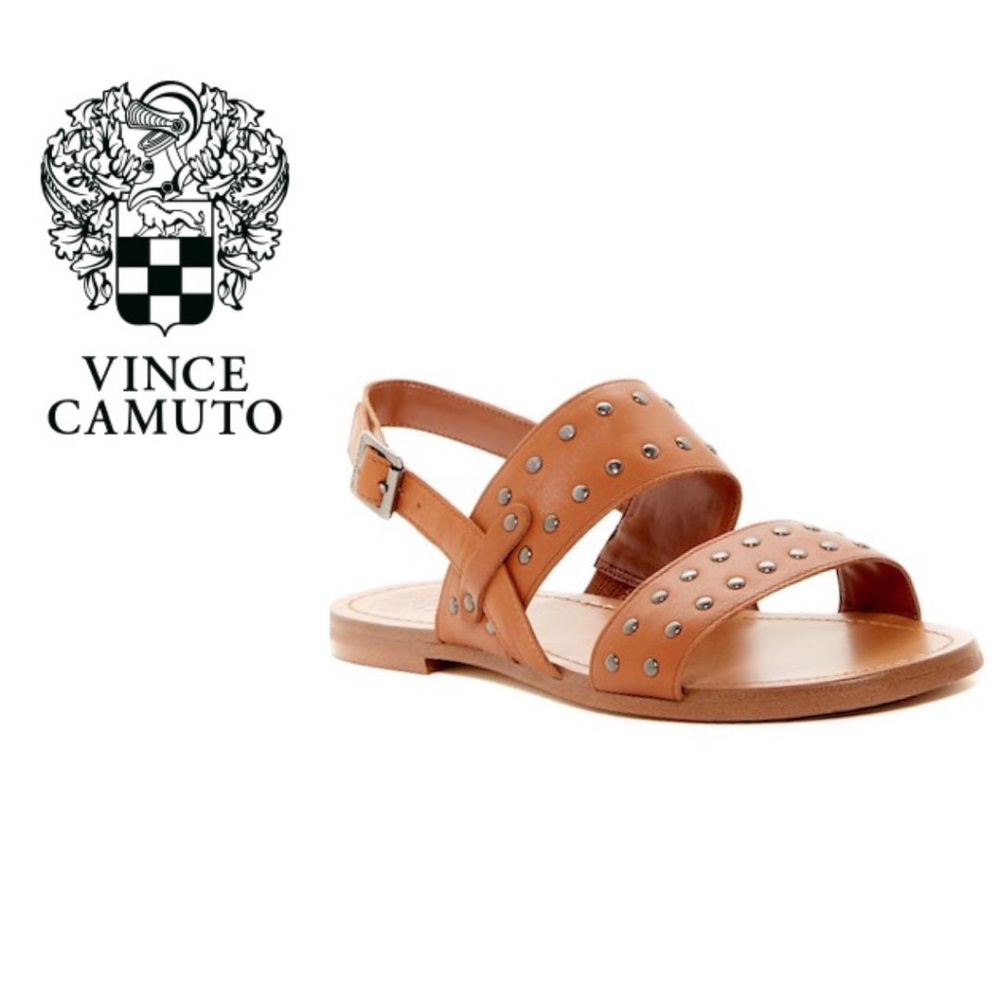 SOLD Vince Camuto Rickita Tan Stud Leather Sandal - Picture 1 of 8